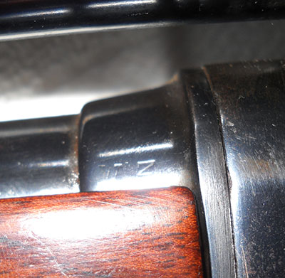 detail, Remington Model 8 production code mark: W Z